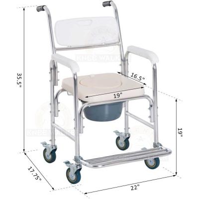 Commode, Wheeled Shower Chair, Padded with Footrest, 300lbs large photo 2