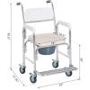 Commode, Wheeled Shower Chair, Padded with Footrest, 300lbs thumbnail photo 2