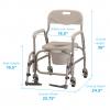 Commode, Wheeled Shower Chair, Padded with SA, 250lbs thumbnail photo 2