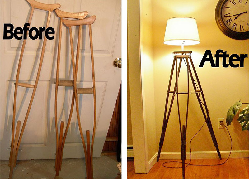 Tripod Lamp Crutches Before and After