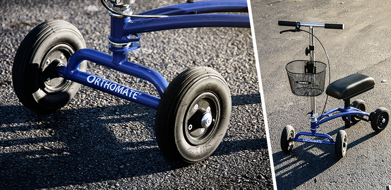 all terrain knee scooter on parking lot