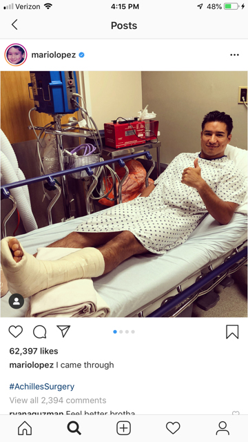 Mario Lopez on a knee scotoer