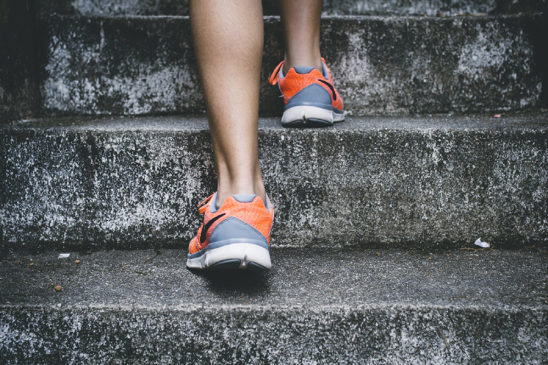 runner going up stairs