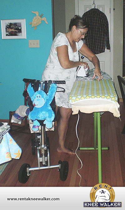 Ironing on a knee walker