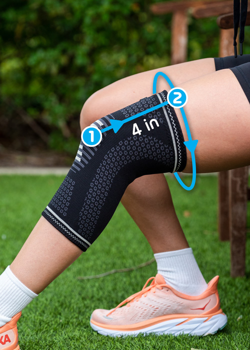 a graphic outlining how to take measurements for the knee compression sleeve