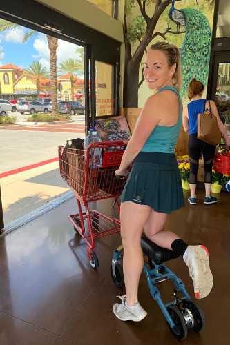 knee scooter during grocery shopping