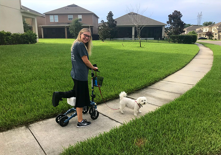 knee walker surfaces concrete and grass