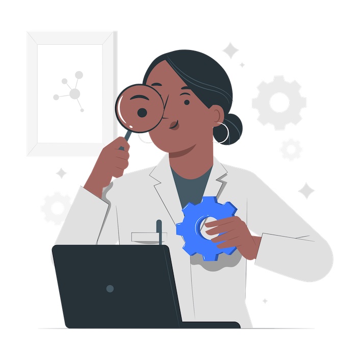 illustration of a doctor looking through a loupe