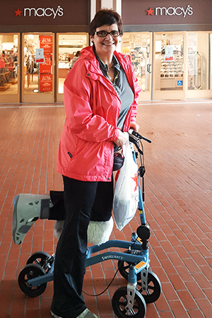 Shopping with a knee walker