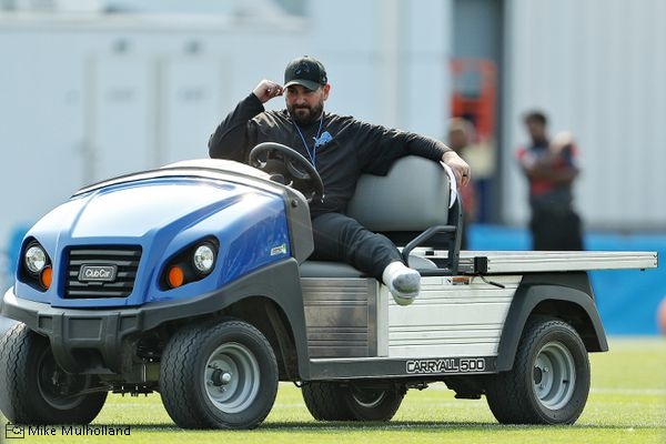 Matt Patricia on golf cart