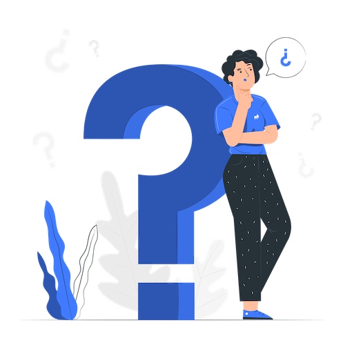  An illustration depicting a person with a thought bubble above their head, symbolizing their curiosity and desire to ask questions. The person is shown in a contemplative pose, with their hand raised, indicating their intention to inquire or seek information. 