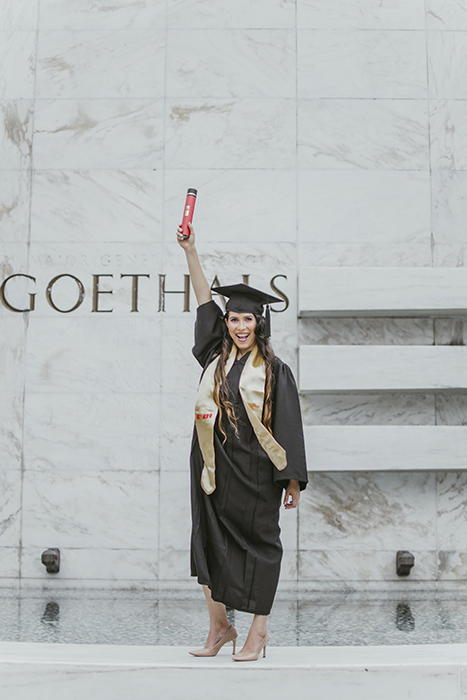 female student graduating