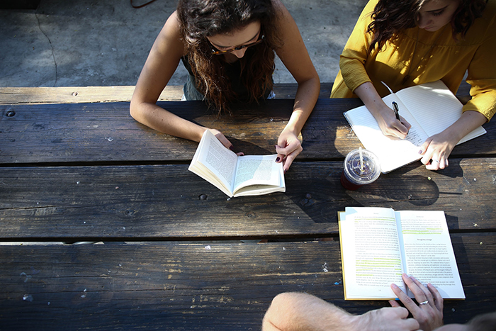 students outdoors