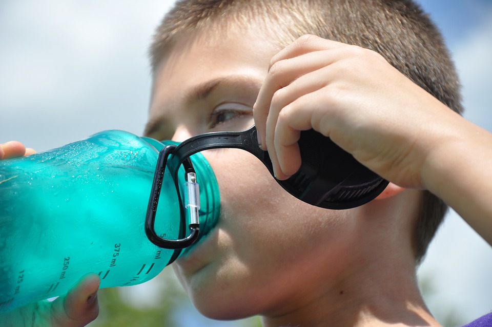 child drinking water