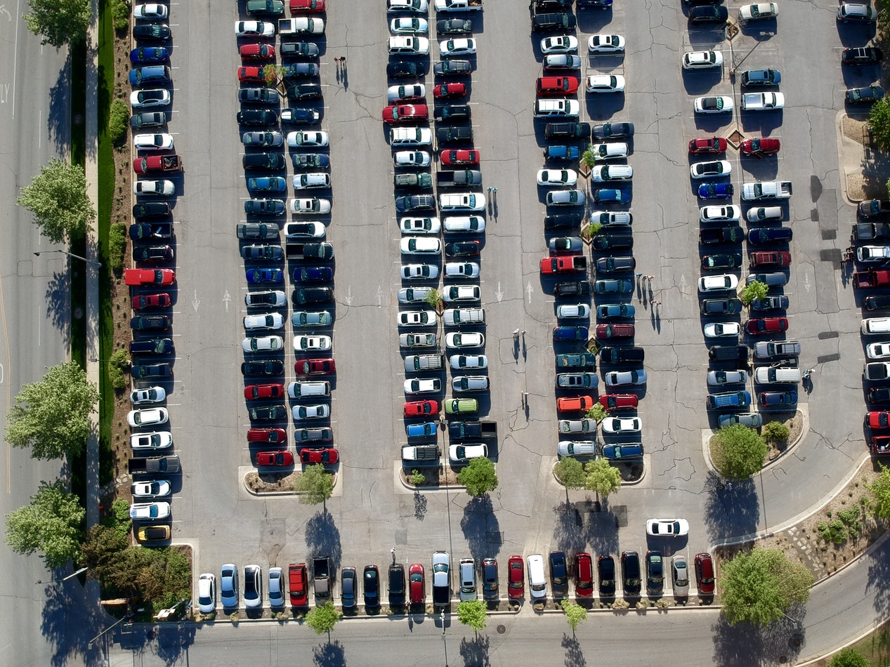parking lot full of cars