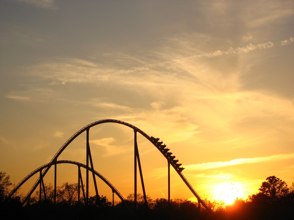 roller coaster sunset