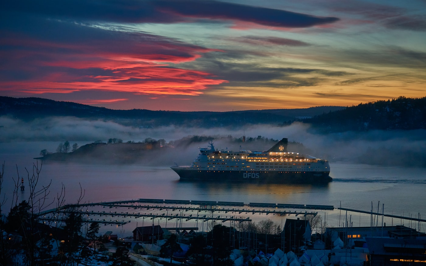 Cruise ship sunset