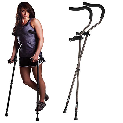 woman with ergonomic crutches